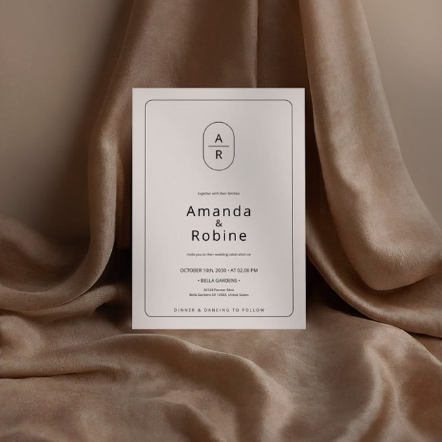 Modern Minimalist Initials Wedding Invitation (Creator Uploaded)