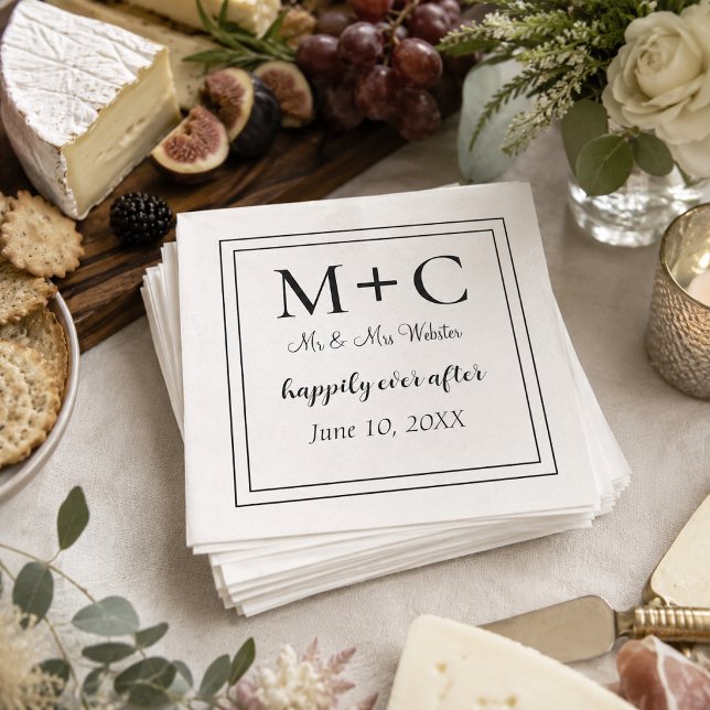 Modern Minimalist Initials Wedding  Napkin (Creator Uploaded)