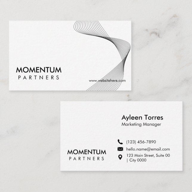 Modern Minimalist Innovation Company Sleek White Business Card (Front/Back)
