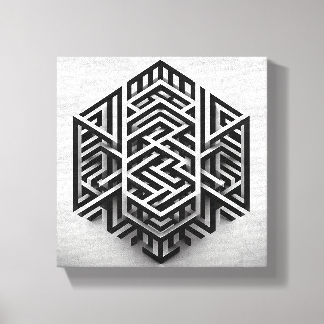 Modern Minimalist Isometric Labyrinth - Abstract 3 Canvas Print (Front)
