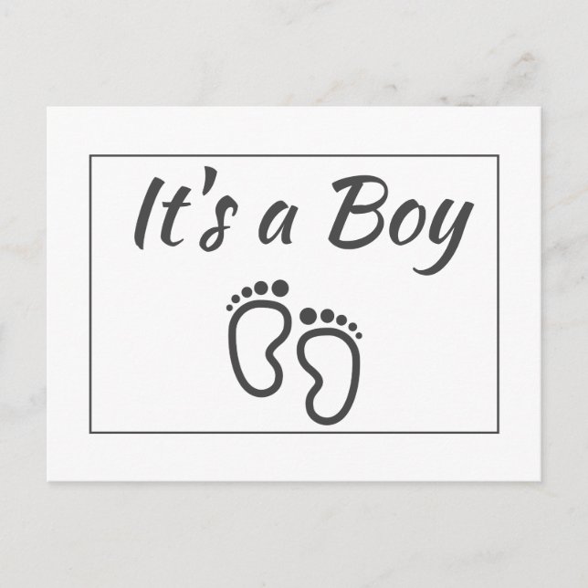 Modern Minimalist It's a Boy Announcement Postcard (Front)