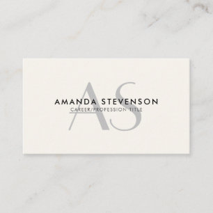 Modern Minimalist Ivory/Black Monogrammed Business Card