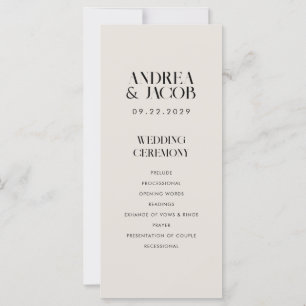 Modern Minimalist Ivory Chic Wedding Program