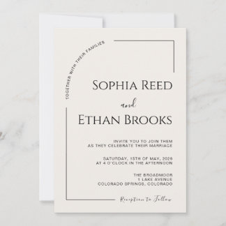 Modern Minimalist Ivory Editorial Wedding Invitation