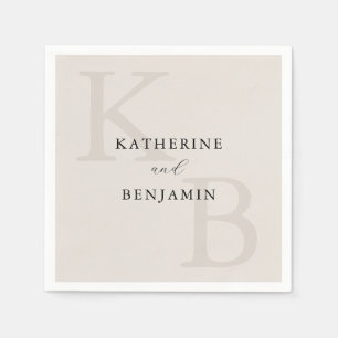 Modern Minimalist Ivory Monogram Wedding Napkin