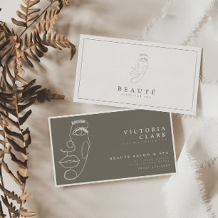 Modern Minimalist Ivory/Neutral Salon Business Card