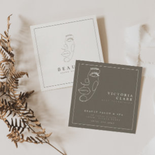 Modern Minimalist Ivory/Neutral Salon Square Business Card