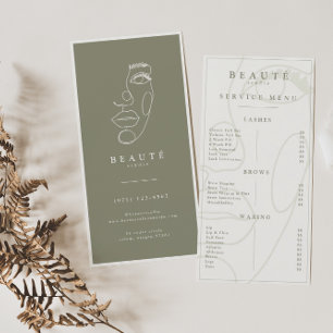 Modern Minimalist Ivory/Olive Lash & Brow Menu