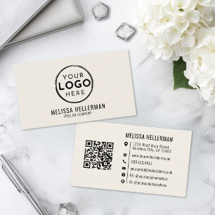 Modern Minimalist Ivory Professional Logo Business Card
