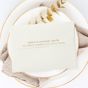 Modern Minimalist Ivory Tan Return Address Envelope