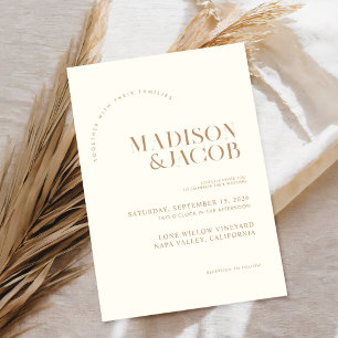 Modern Minimalist Ivory Tan Wedding Invitation