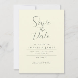 Modern Minimalist Ivory Wedding Save The Date Invitation