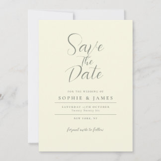 Modern Minimalist Ivory Wedding Save The Date Invitation