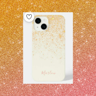 Modern Minimalist Ivory with Gold Glitter iPhone 14 Case