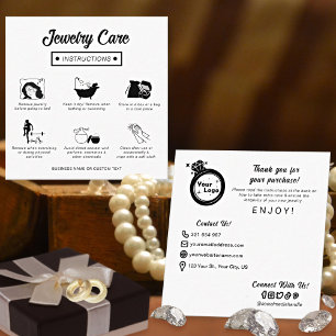 Modern Minimalist Jewellery Care Instructions Cust Enclosure Card