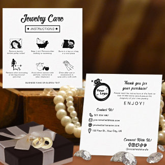 Modern Minimalist Jewellery Care Instructions Cust Enclosure Card