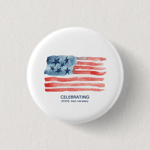Modern & Minimalist July 4th Watercolor Flag 3 Cm Round Badge