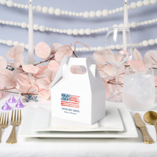 Modern & Minimalist July 4th Watercolor Flag Favour Box