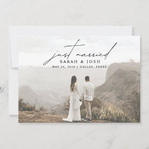 Modern Minimalist Just Married Photo Wedding Annou Announcement