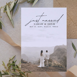 Modern Minimalist Just Married Photo Wedding Annou Announcement