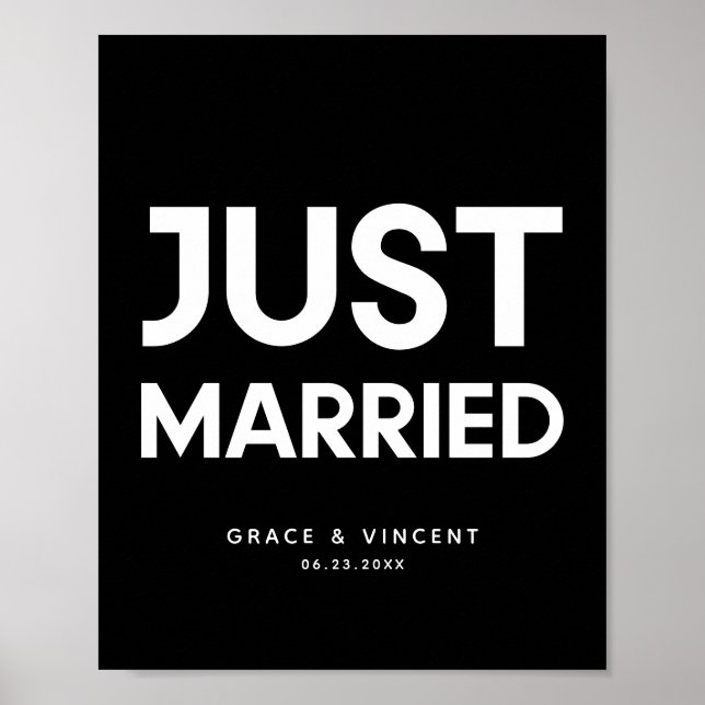 Modern minimalist Just married wedding sign (Front)
