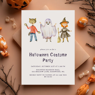 Modern Minimalist Kids Halloween Costume Party Invitation