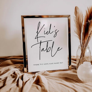 Modern Minimalist Kids table sign wedding