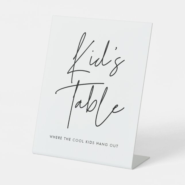 Modern Minimalist Kids table wedding Pedestal Sign (Front)