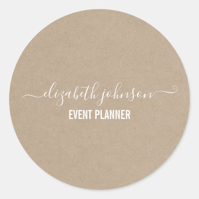 Modern Minimalist Kraft Classic Round Sticker (Front)