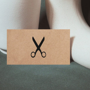 Modern Minimalist Kraft Paper Black Hair Stylist Business Card