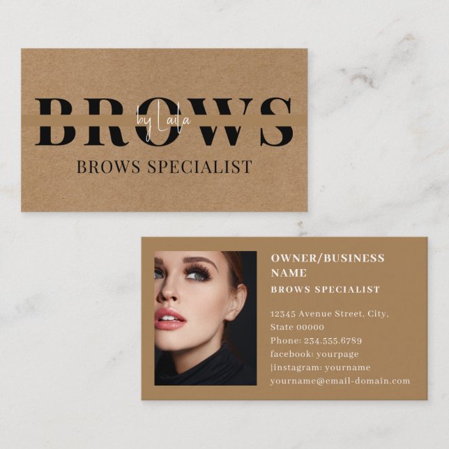 Modern Minimalist | Kraft Rustic Stylish Script  Business Card (Front/Back)