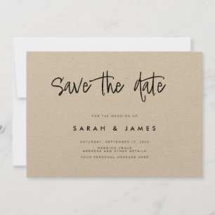 Modern Minimalist Kraft Wedding Save the Date