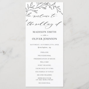 Modern Minimalist Laurel Branch Wedding Program Programme