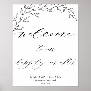 Modern Minimalist Laurel Branch Wedding Welcome  P Poster