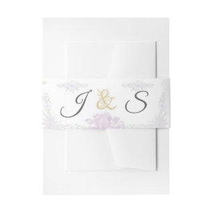 Modern Minimalist Lavender Floral Wedding Suite Invitation Belly Band