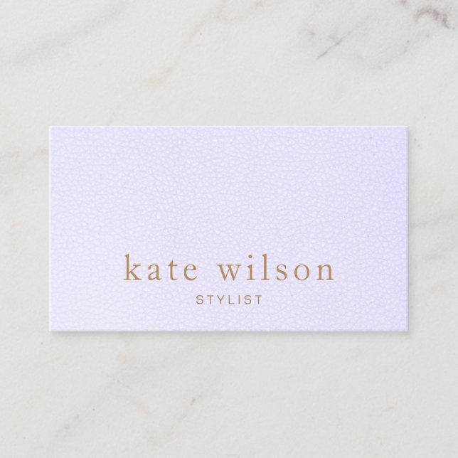 Modern Minimalist Lavender Leather Professional Business Card (Front)