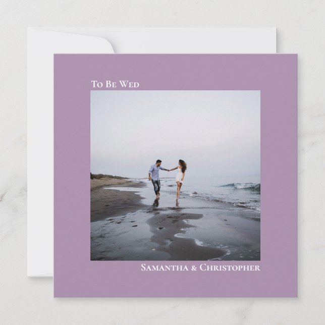 Modern Minimalist Lavender Square Photo Wedding Invitation (Front)