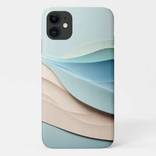 Modern Minimalist Layered Paper Waves - Elegant Bl iPhone 11 Case