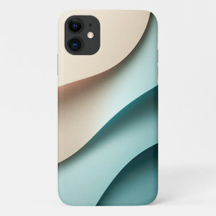 Modern Minimalist Layered Paper Waves Elegant Teal iPhone 11 Case