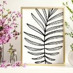 Modern Minimalist Leaf Line Art Drawing in Black Poster<br><div class="desc">Modern Minimalist Leaf Line Art Drawing in Black Poster</div>