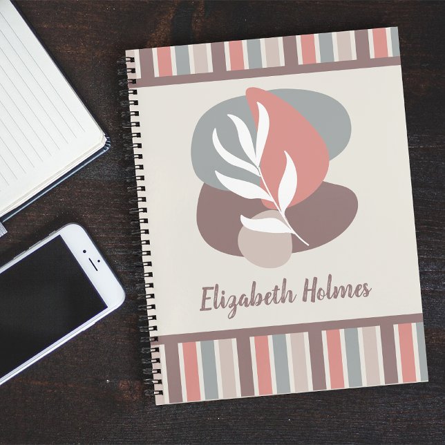 Modern Minimalist Leaf Stripes boho colour palette Notebook (Creator Uploaded)