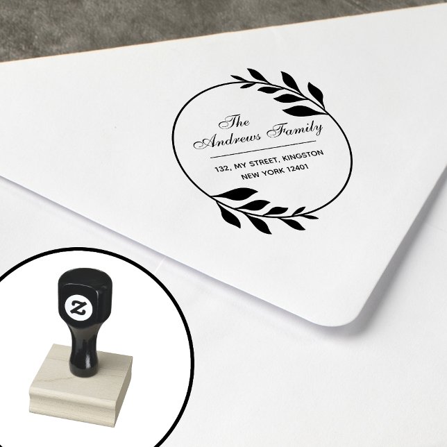 Modern Minimalist Leaf Wreath Rubber Stamp (Creator Uploaded)