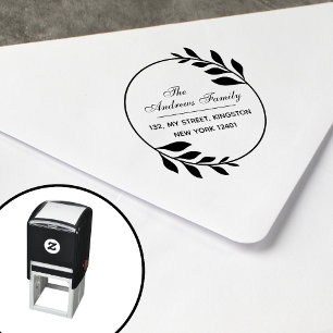 Modern Minimalist Leaf Wreath Self-inking Stamp