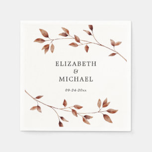 Modern Minimalist Leaves Fall Wedding Napkin