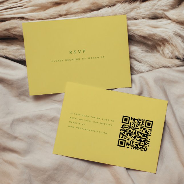 Modern Minimalist Lemon Yellow Wedding QR Code RSVP Card (Creator Uploaded)