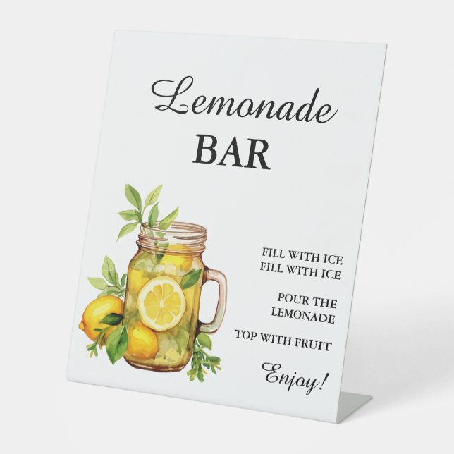 Modern Minimalist Lemonade bar Summer Birthday sig Pedestal Sign (Front)