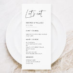 Modern minimalist Let's eat wedding menu card<br><div class="desc">Let's eat! Modern,  simple and clean: adopt this minimalist handwritten design for your wedding stationery. Fully customisable colours.</div>