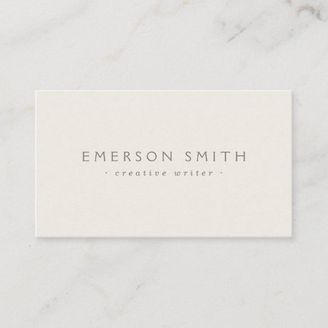 Modern minimalist light beige brown professional business card (Front)