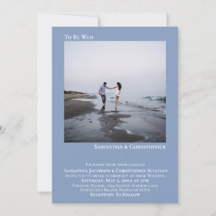 Modern Minimalist Light Blue Simple Photo Wedding Invitation