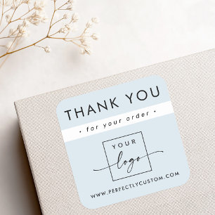 Modern minimalist light dusty blue business thanks square sticker